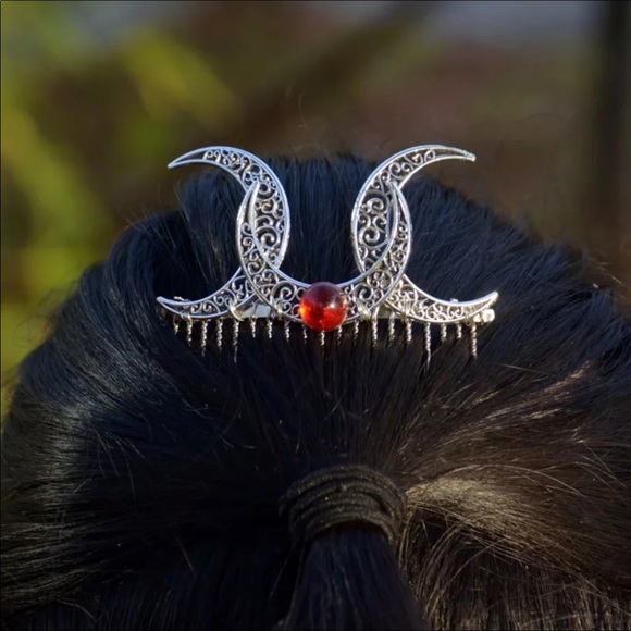 Wicca Triple Moon Goddess Hair Clip Accessory new - Picture 2 of 8